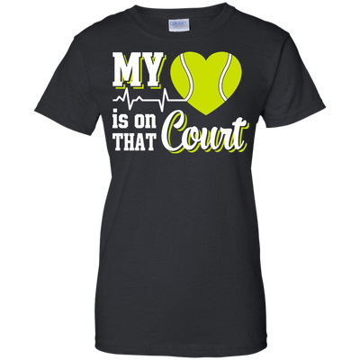 My Heart Is On That Court Tennis T Shirt-T-Shirt & Hoodie-Women's T-Shirt-Black