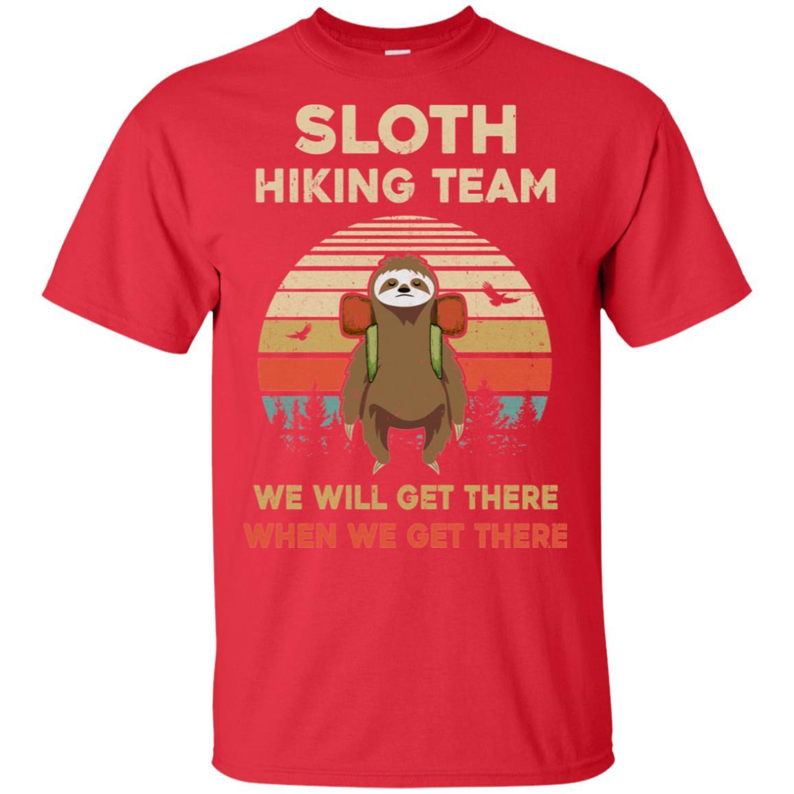 Vintage Funny Sloth Hiking Team We Will Get There-T-Shirt & Hoodie-Classic T-Shirt-Red
