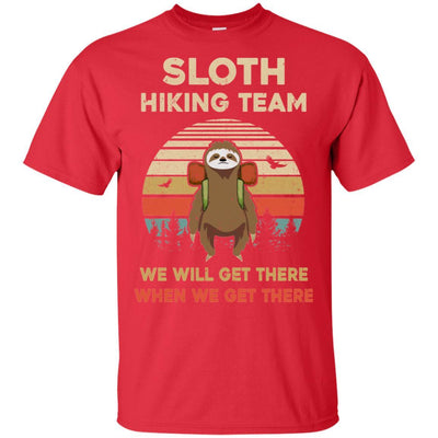 Vintage Funny Sloth Hiking Team We Will Get There-T-Shirt & Hoodie-Classic T-Shirt-Red