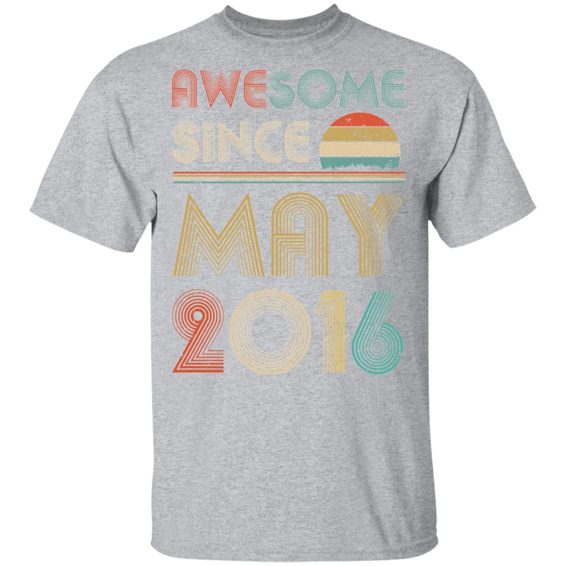 Awesome Since May 2016 Vintage 5th Birthday Gifts Youth-Youth Shirt-Youth T-Shirt-Sport Grey