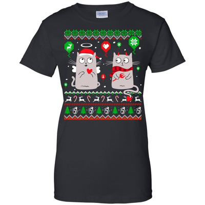 Halo Halo Christmas Cat Lover-T-Shirt & Hoodie-Women's T-Shirt-Black