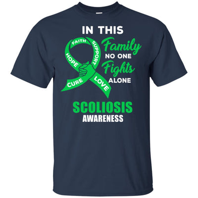 In This Family No One Fights Alone Scoliosis Awareness-T-Shirt & Hoodie-Classic T-Shirt-Navy