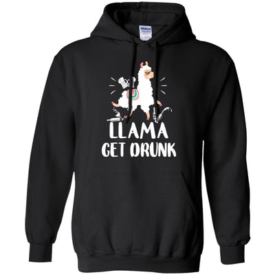 Funny Llama Get Drunk Mom Mommy Drinking Party-T-Shirt & Tank Top-Pullover Hoodie-Black