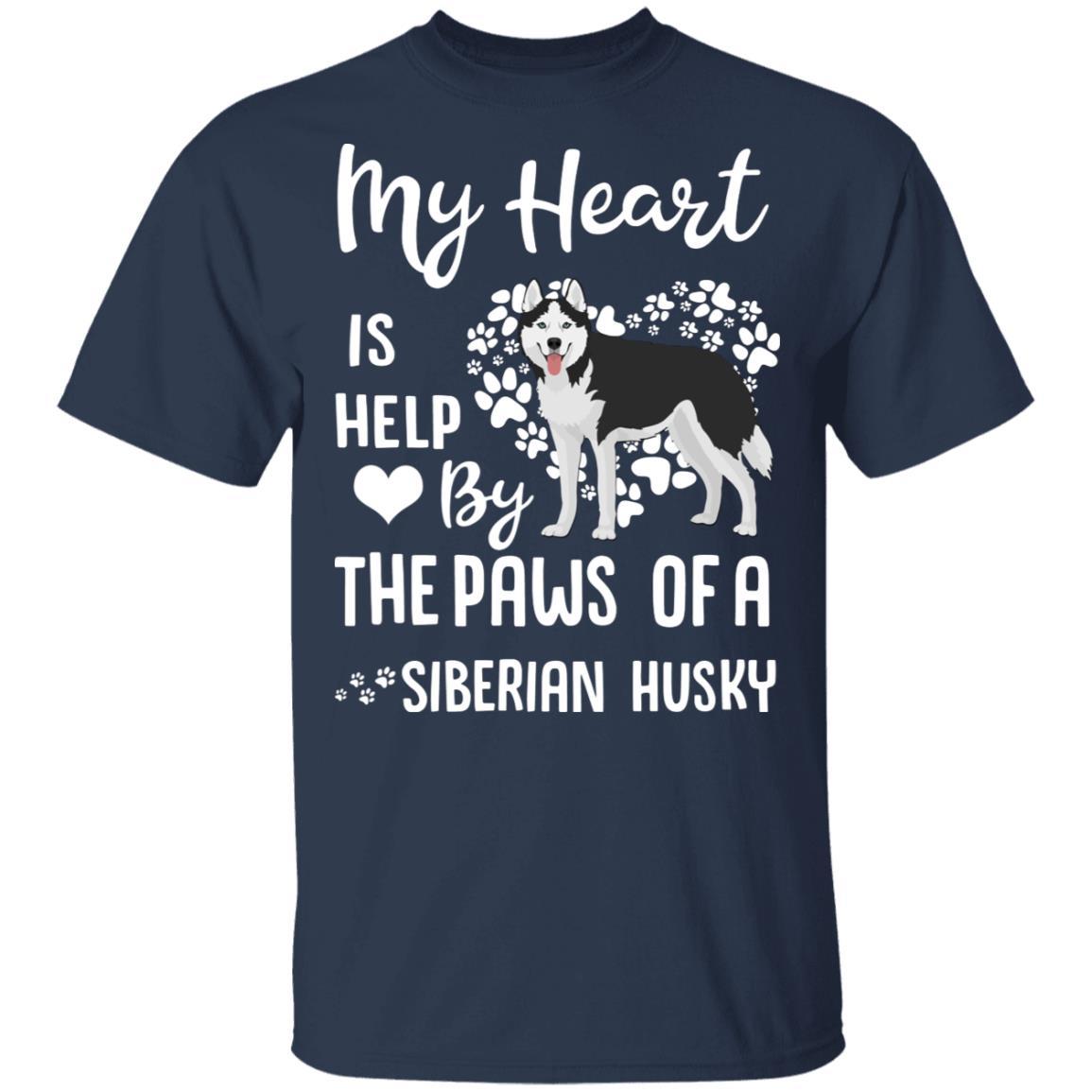My Heart Is Held By The Paws Of A Siberian Husky Lover-T-Shirt & Hoodie-Classic T-Shirt-Navy