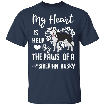 My Heart Is Held By The Paws Of A Siberian Husky Lover-T-Shirt & Hoodie-Classic T-Shirt-Navy