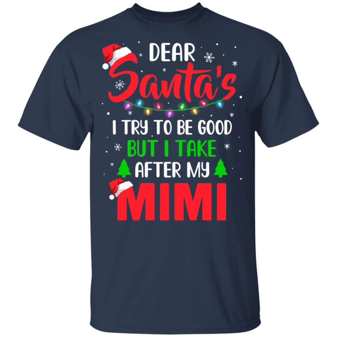 Dear Santa I Tried To Be Good But My Mimi Christmas Kids Youth-Youth Shirt-Youth T-Shirt-Navy