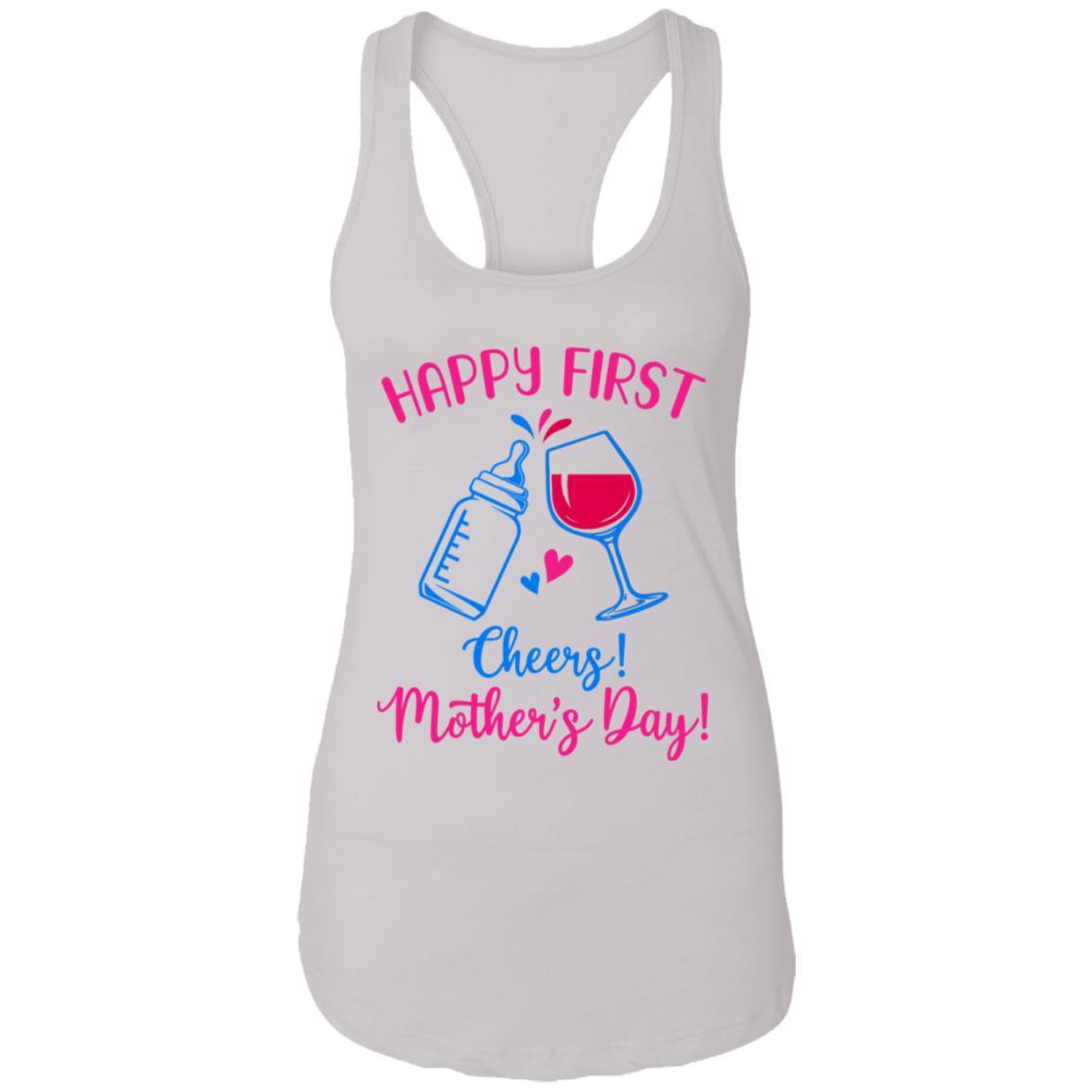 First Mothers Day Mommy Baby Girl Cheers Matching-T-Shirt & Tank Top-Women's Ideal Racerback Tank-White