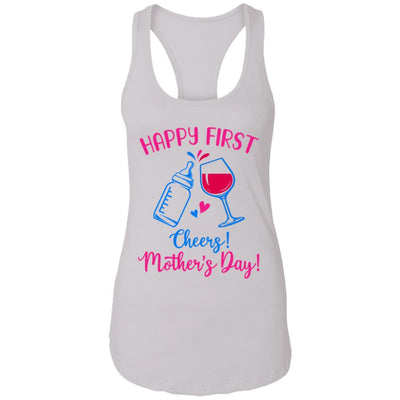 First Mothers Day Mommy Baby Girl Cheers Matching-T-Shirt & Tank Top-Women's Ideal Racerback Tank-White