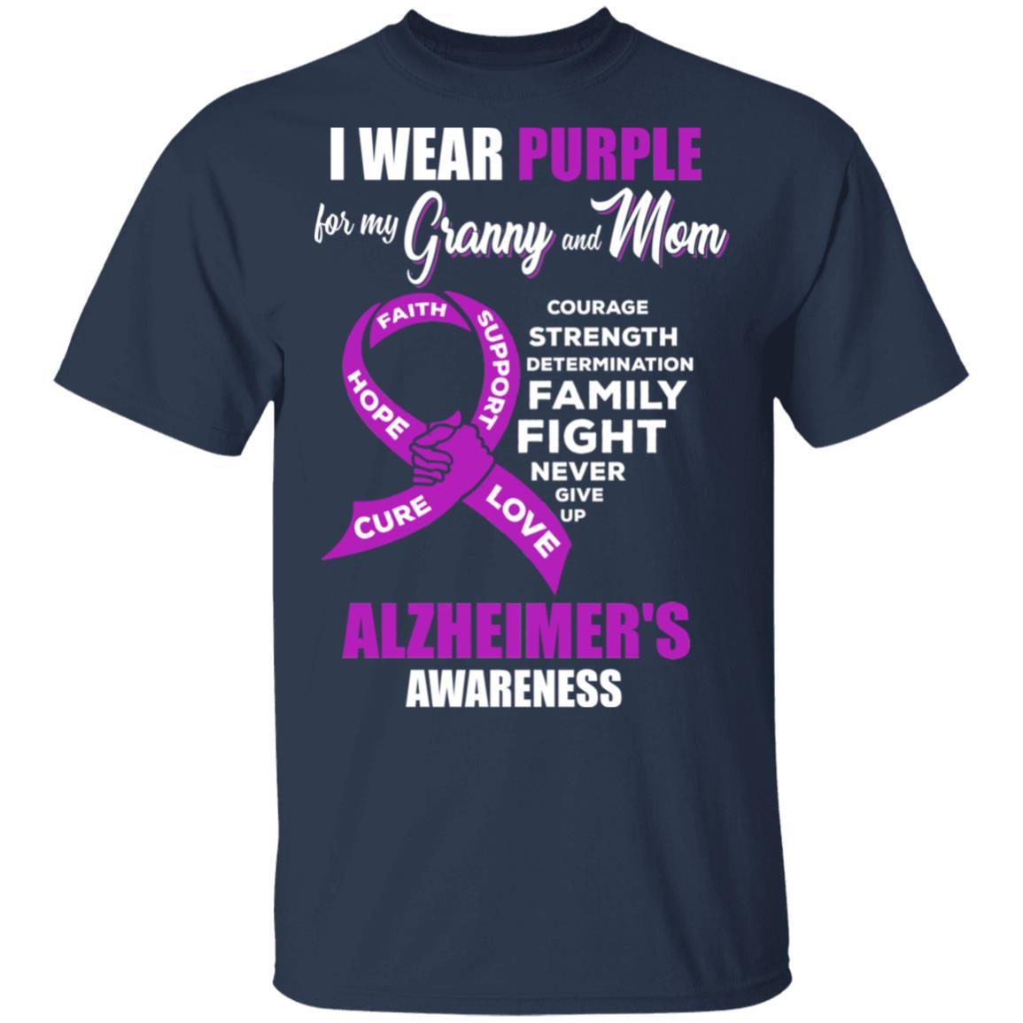 Alzheimer's Awareness I Wear Purple For My Granny and Mom-T-Shirt & Hoodie-Classic T-Shirt-Navy