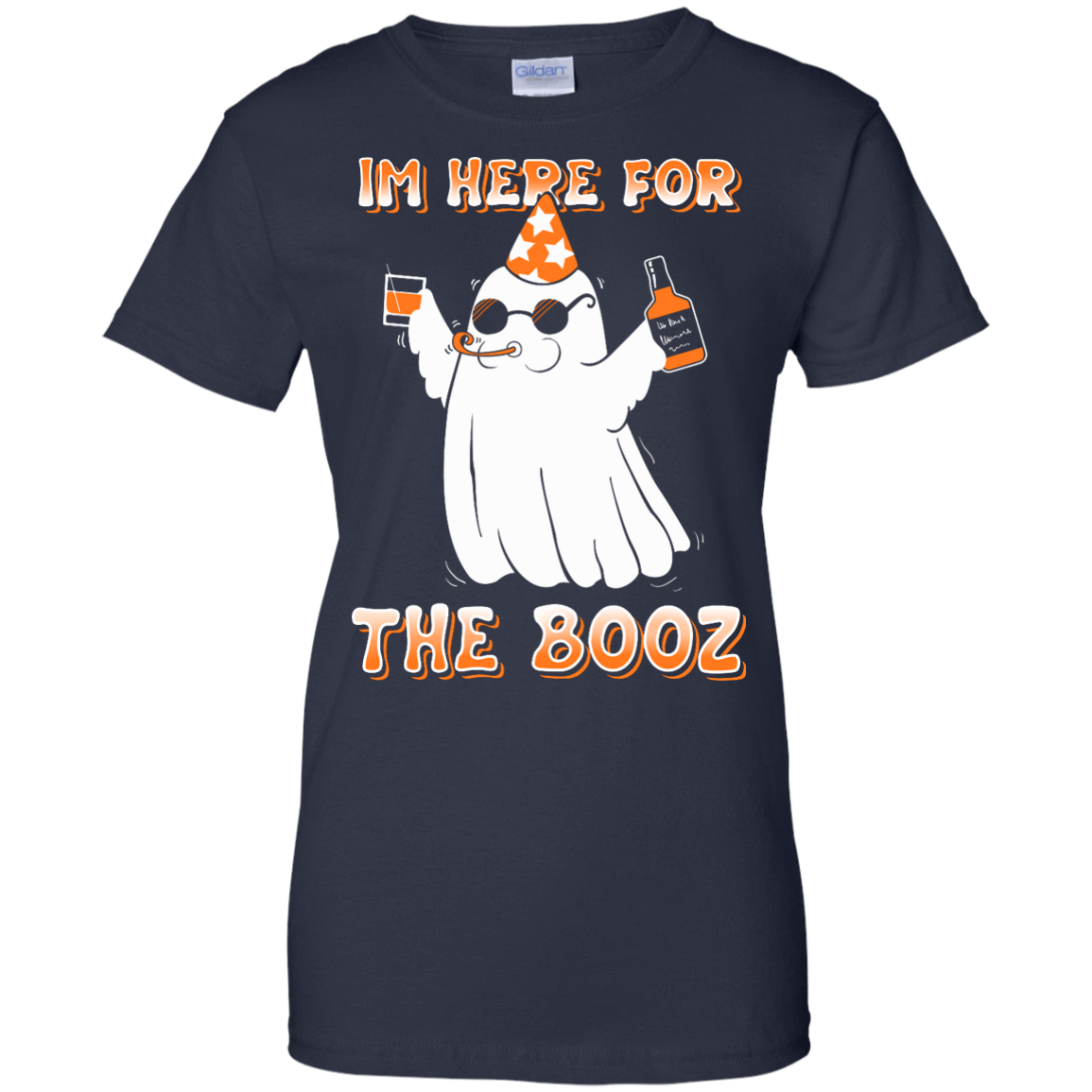 I'm Here For The Booz Halloween-T-Shirt & Hoodie-Women's T-Shirt-Navy