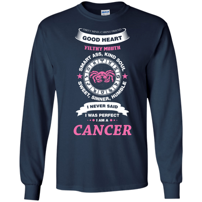 I Never Said I Was Perfect I Am A CANCER-T-Shirt & Hoodie-Long Sleeve T-Shirt-Navy