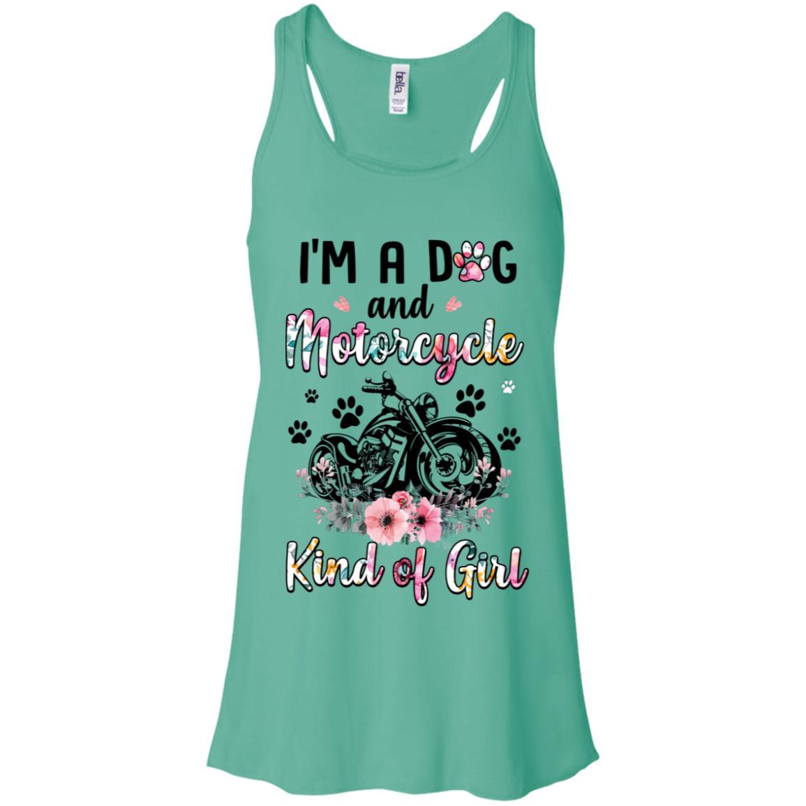 I'm A Dog And Motorcycle Kind Of Girl-T-Shirt & Tank Top-Women's Flowy Racerback Tank-Teal