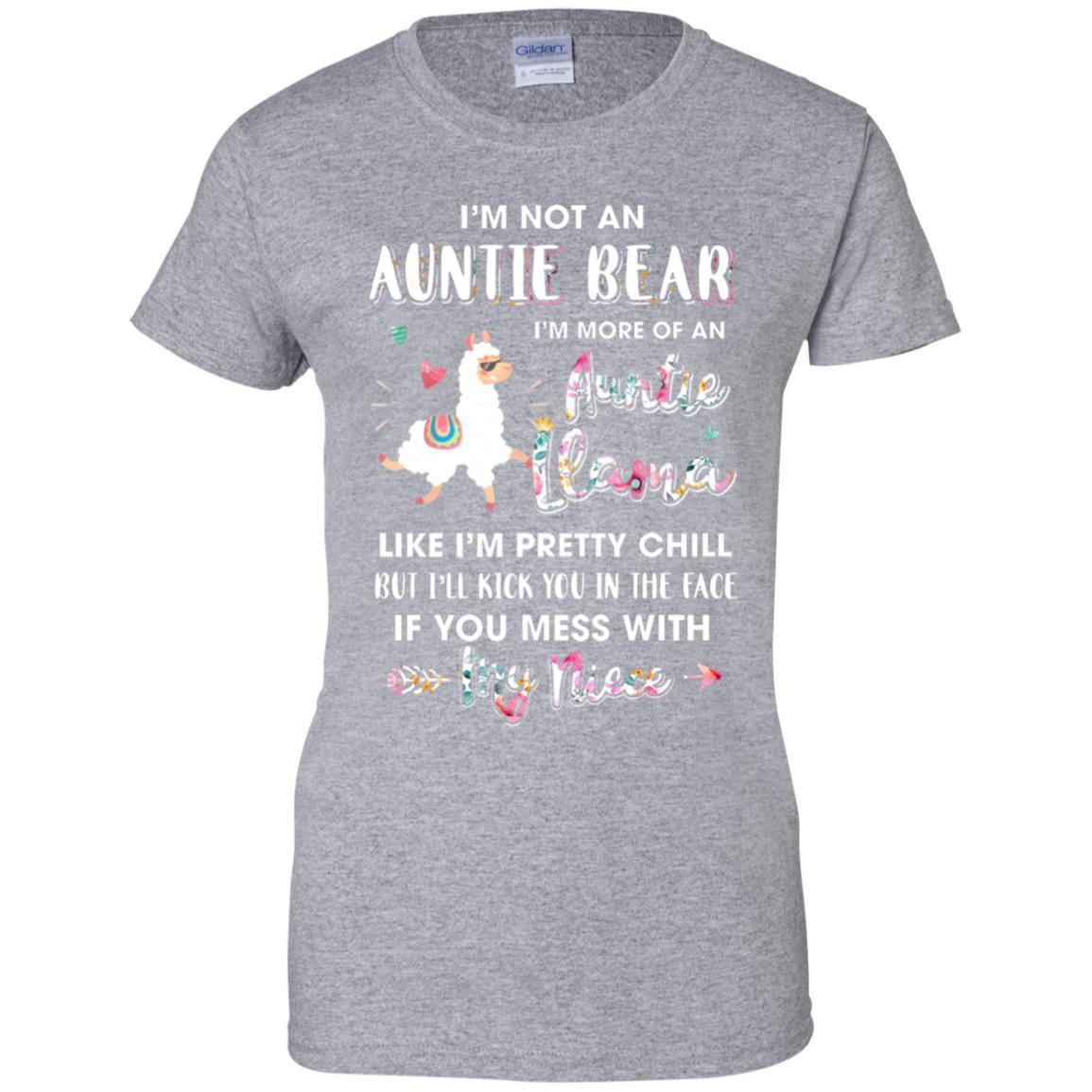 Aunt Niece Im Not Auntie Bear Im More Of Auntie Llama-T-Shirt & Hoodie-Women's T-Shirt-Sport Grey