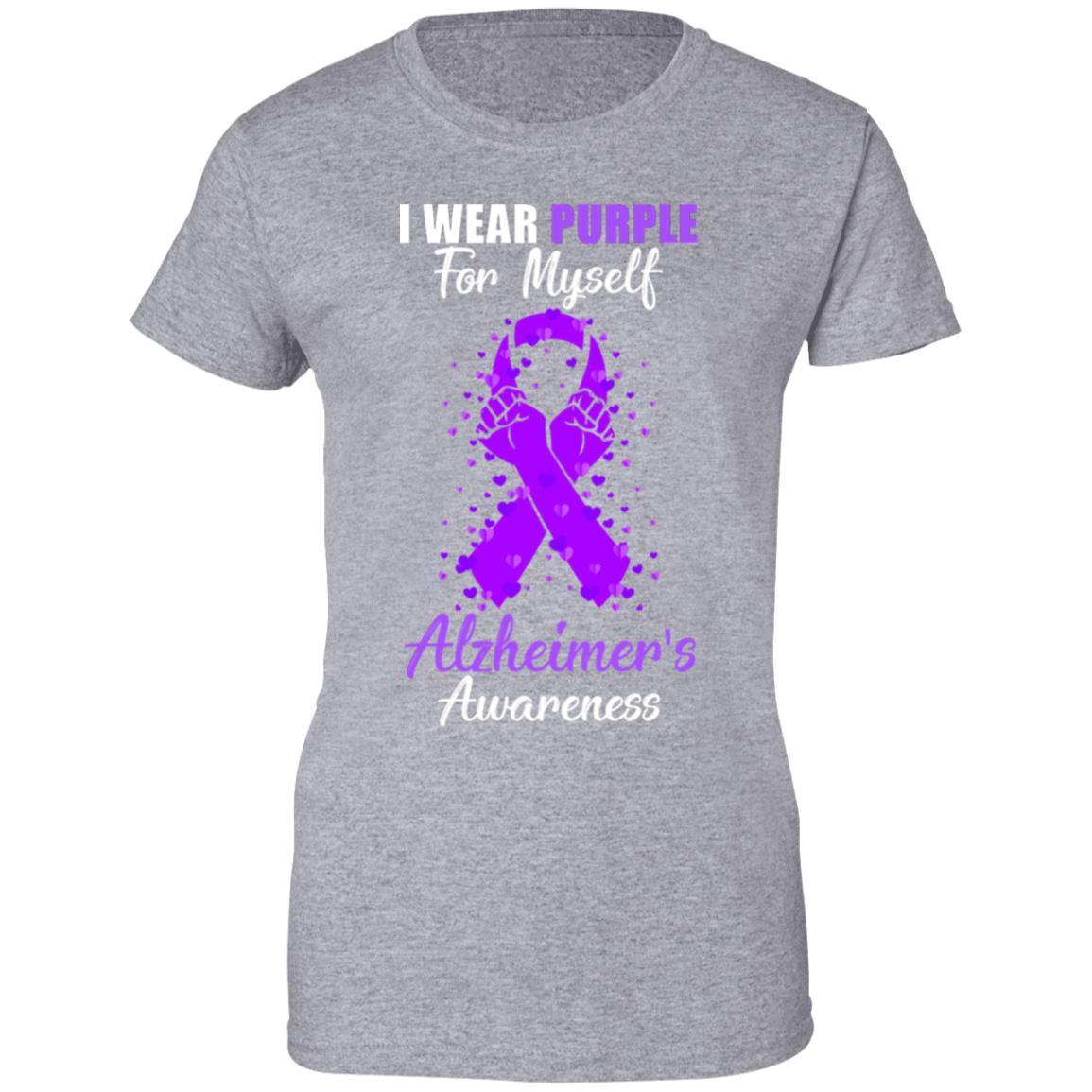 I Wear Purple For Myself Support Alzheimer's Awareness-T-Shirt & Hoodie-Women's T-Shirt-Sport Grey