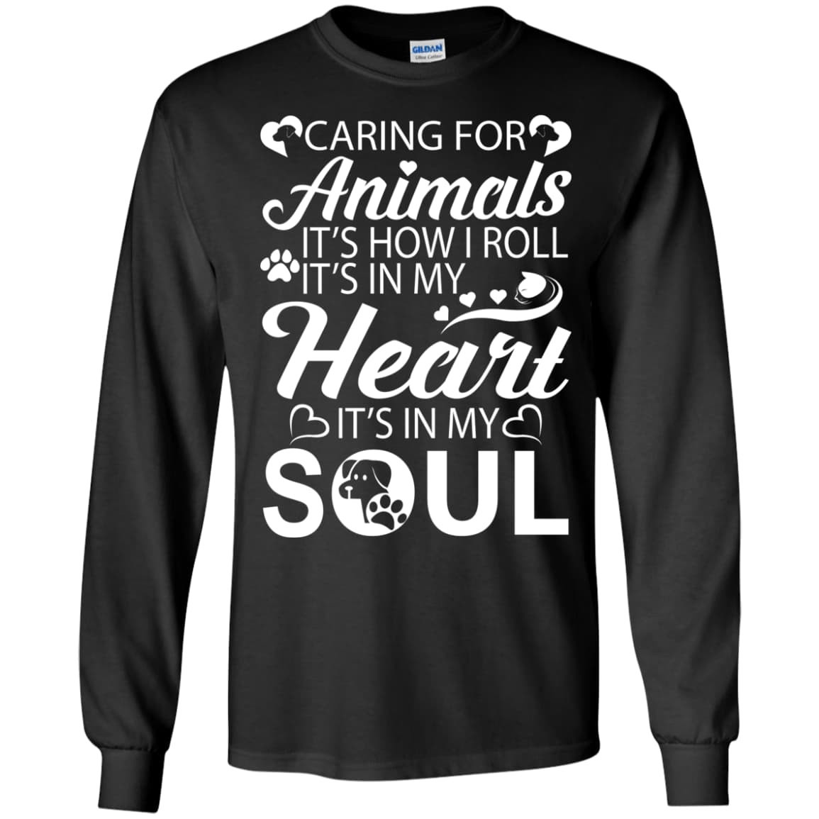 Caring For Animals Light-T-Shirt & Hoodie-Long Sleeve T-Shirt-Black