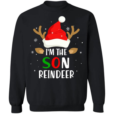 I'm The Son Reindeer Matching Family Christmas-T-Shirt & Sweatshirt-Crewneck Sweatshirt-Black