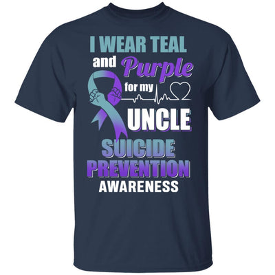I Wear Teal And Purple For My Uncle Suicide Prevention-T-Shirt & Hoodie-Classic T-Shirt-Navy