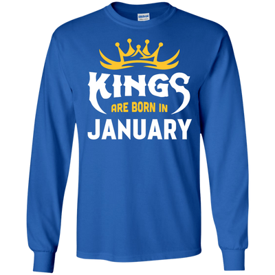 Kings Are Born In January-T-Shirt & Hoodie-Long Sleeve T-Shirt-Royal
