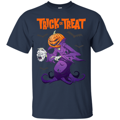 Trick Or Treat Pumpkin Zombie Halloween-T-Shirt & Hoodie-Classic T-Shirt-Navy