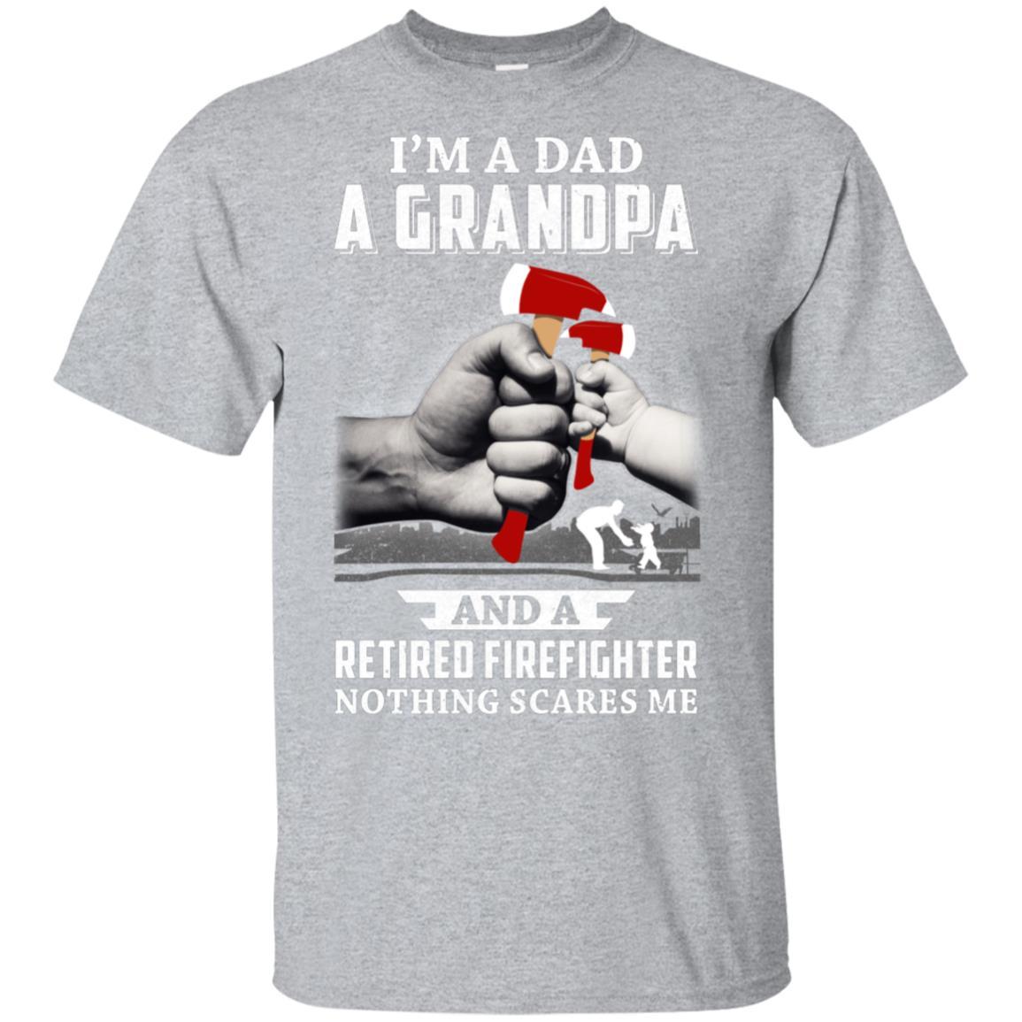 Im A Dad Grandpa Retired Firefighter Gifts Fathers Day-T-Shirt & Hoodie-Classic T-Shirt-Sport Grey