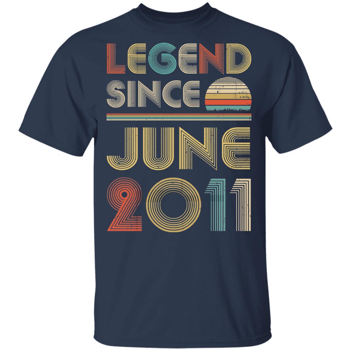 Legend Since June 2011 Vintage 10th Birthday Gifts Youth-Youth Shirt-Youth T-Shirt-Navy