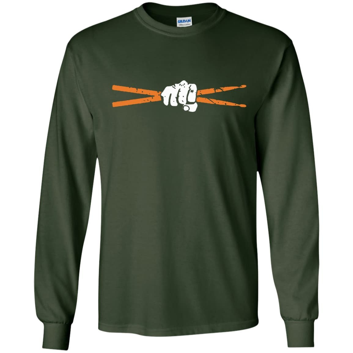 Drumsticks Drummer Awesome Music Lover Musician-T-Shirt & Hoodie-Long Sleeve T-Shirt-Forest Green