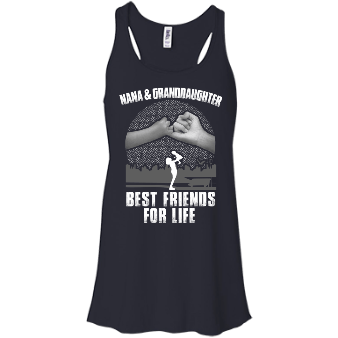 Nana and Granddaughter Best Friends For Life-T-Shirt & Hoodie-Women's Flowy Racerback Tank-Midnight