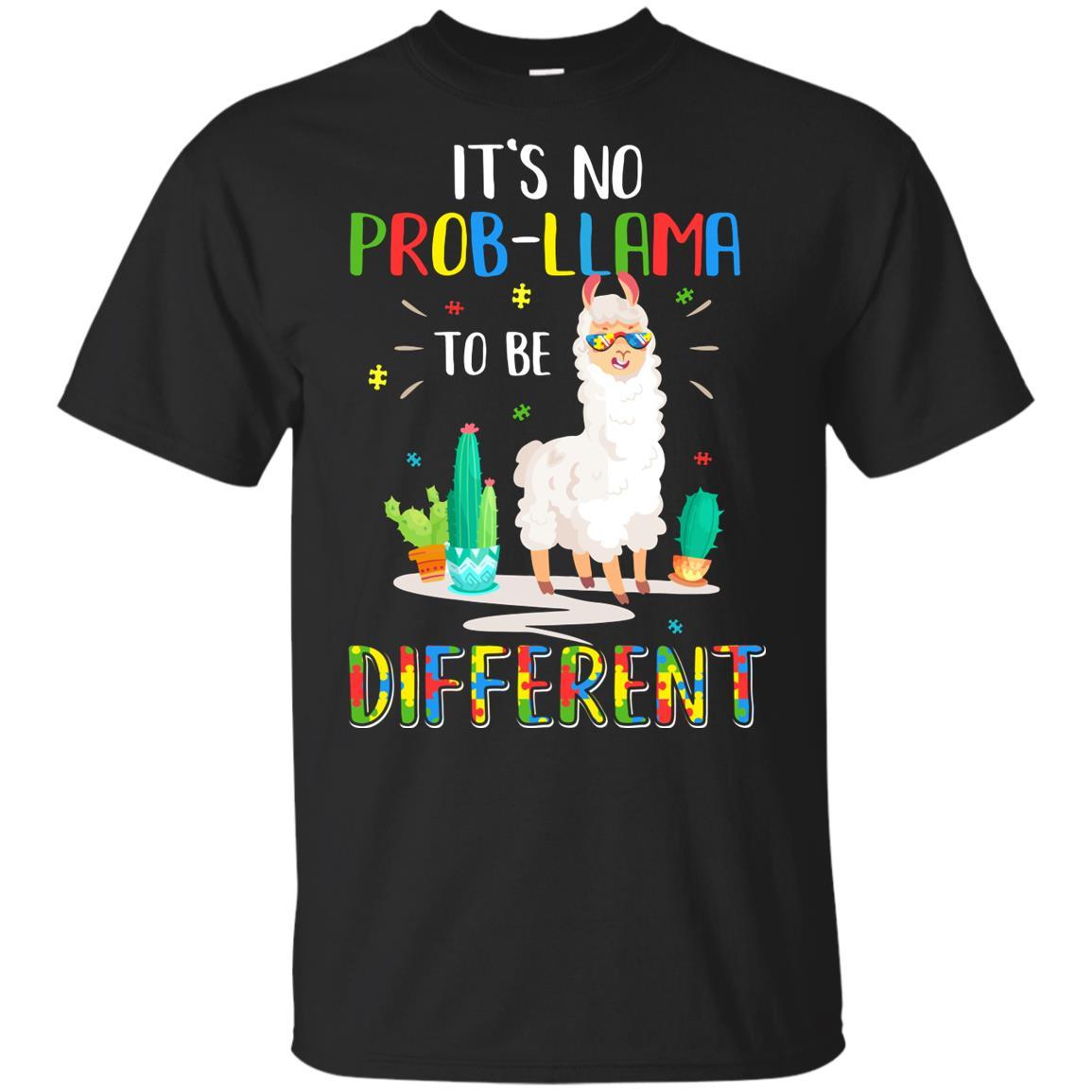 No Prob Llama To Be Different Llama Autism Awareness Gift Youth-Youth Shirt-Youth T-Shirt-Black