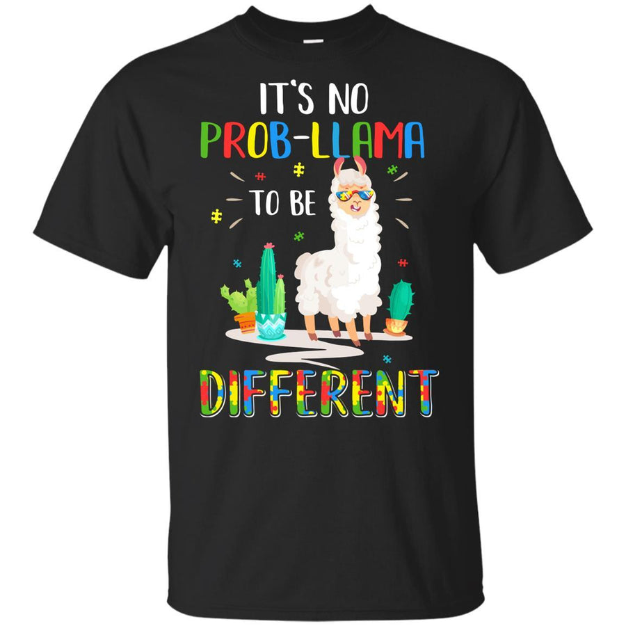 No Prob Llama To Be Different Llama Autism Awareness Gift Youth-Youth Shirt-Youth T-Shirt-Black