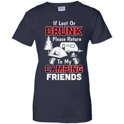 If Lost Or Drunk Please Return To My Camping Friends-T-Shirt & Hoodie-Women's T-Shirt-Navy