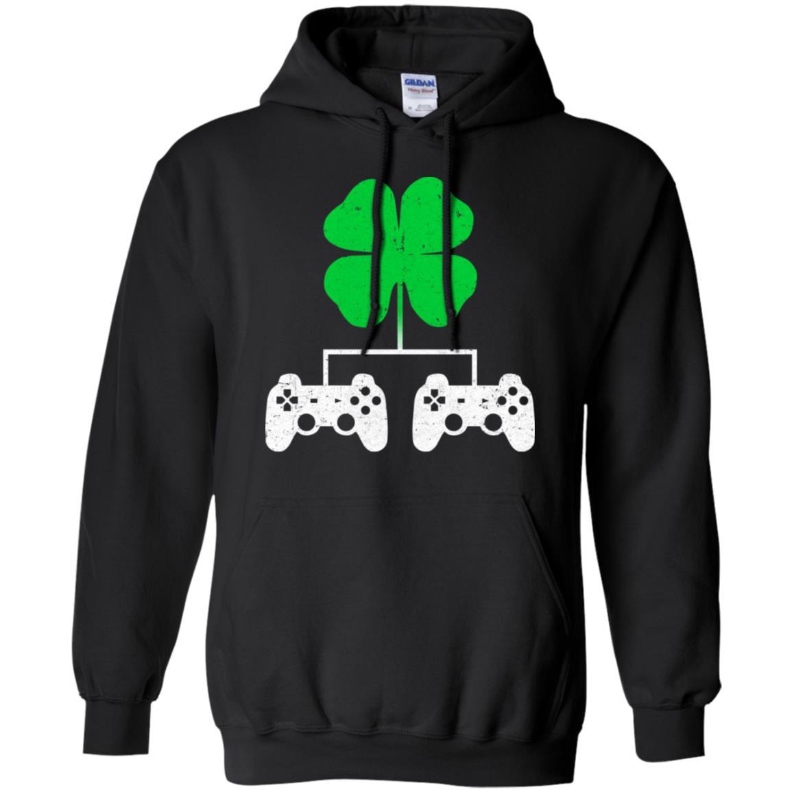 Video Game Clover Controller Gamer St Patrick's Day-T-Shirt & Hoodie-Pullover Hoodie-Black