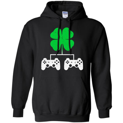 Video Game Clover Controller Gamer St Patrick's Day-T-Shirt & Hoodie-Pullover Hoodie-Black