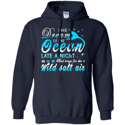 She Dream Of The Ocean Late Night And Longs For The Wild Salt Air-T-Shirt & Hoodie-Pullover Hoodie-Navy