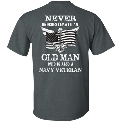Never Underestimate A Navy Veteran-T-Shirt & Hoodie-Classic T-Shirt-Dark Heather