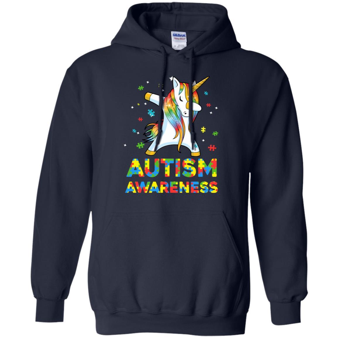 Dabbing Unicorn Puzzle Autism Awareness For Girls-T-Shirt & Hoodie-Pullover Hoodie-Navy