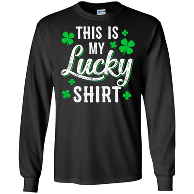 This Is My Lucky Shirt Irish Shamrocks St Patrick Day-T-Shirt & Hoodie-Long Sleeve T-Shirt-Black