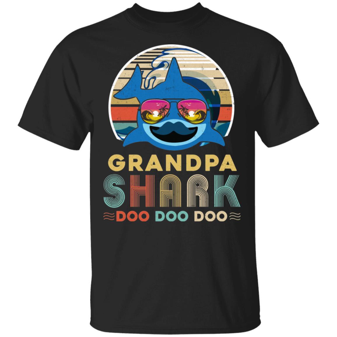 Retro Vintage Grandpa Shark Doo Doo Doo-T-Shirt & Hoodie-Classic T-Shirt-Black