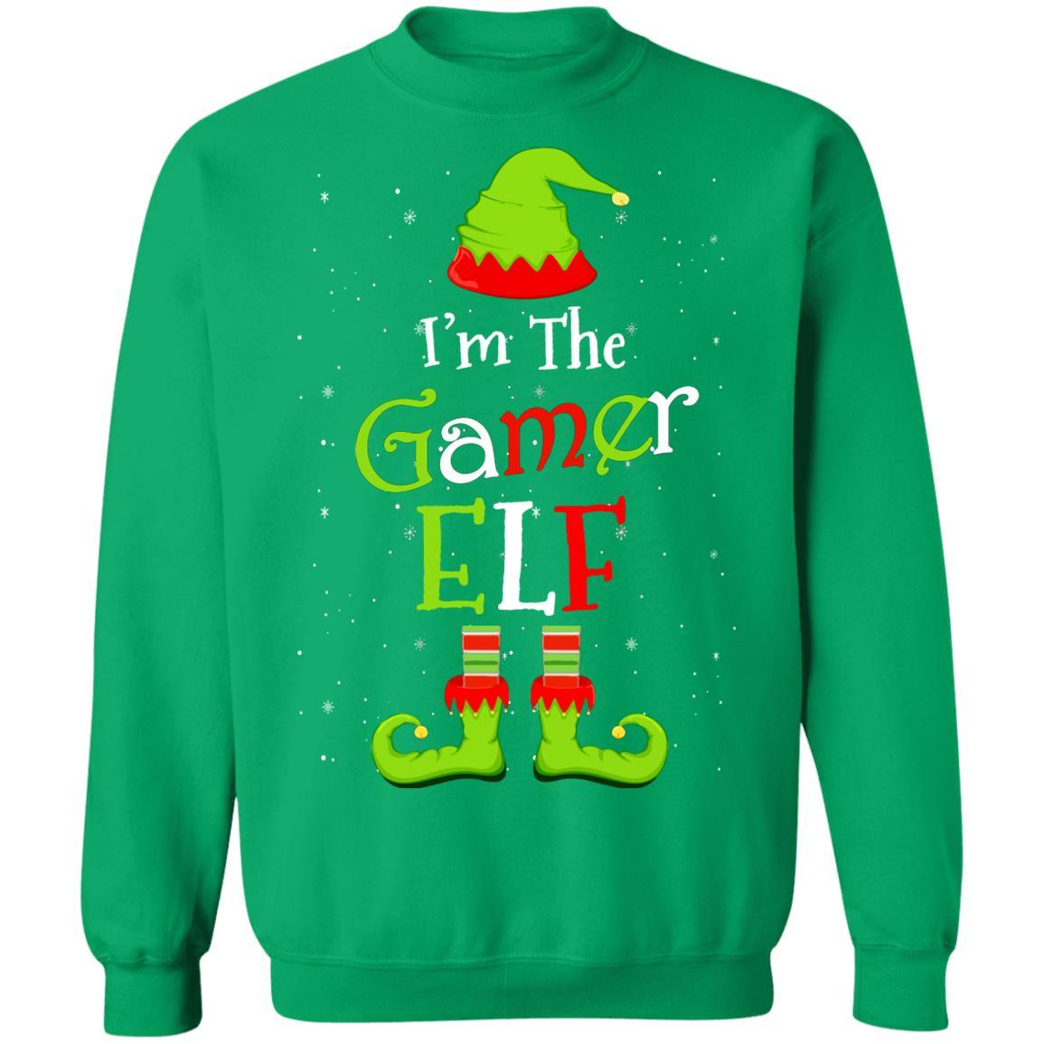 I'm The Gamer Elf Family Matching Funny Christmas Group Gift-T-Shirt & Sweatshirt-Crewneck Sweatshirt-Irish Green