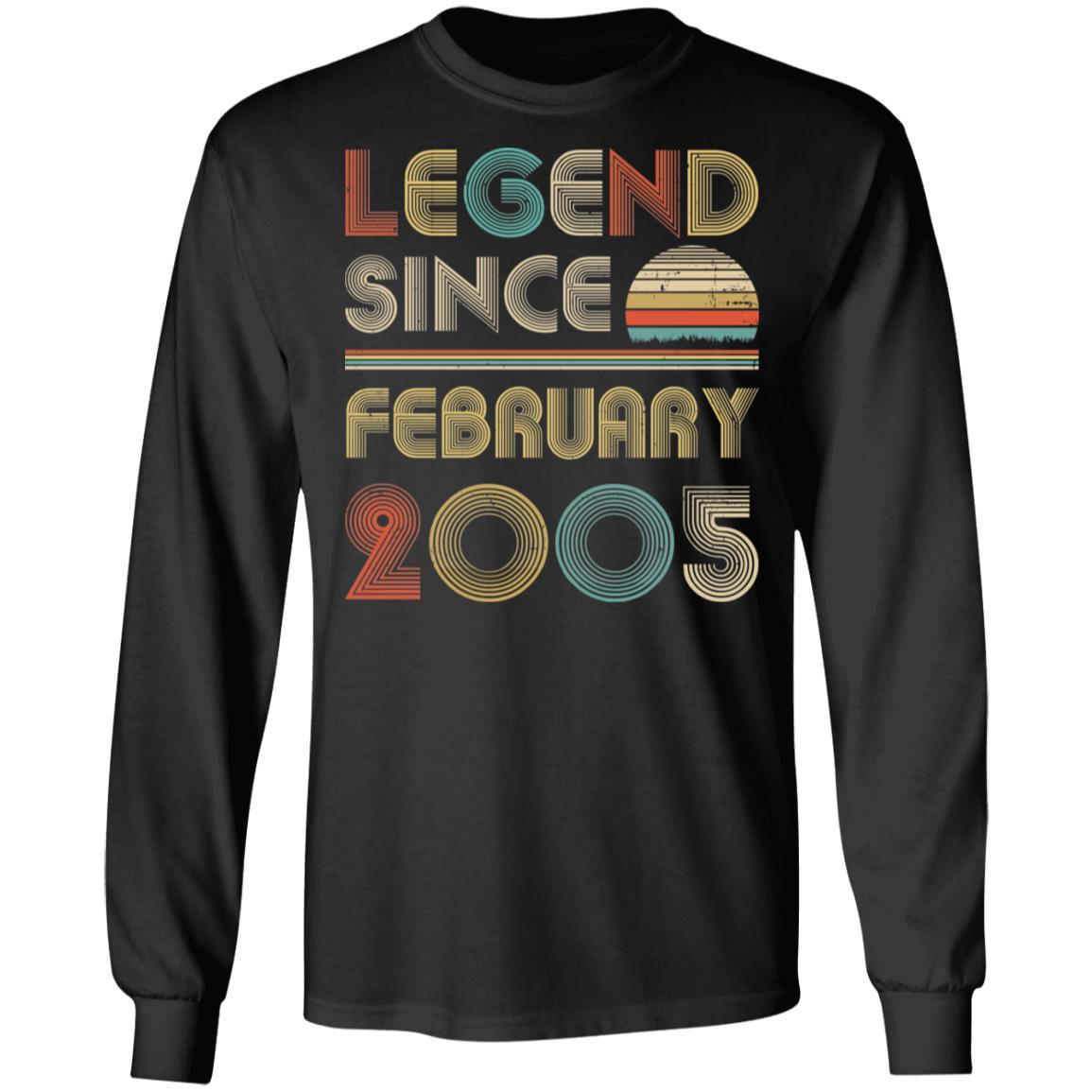 Legend Since February 2005 Vintage 16th Birthday Gifts-T-Shirt & Hoodie-Long Sleeve T-Shirt-Black