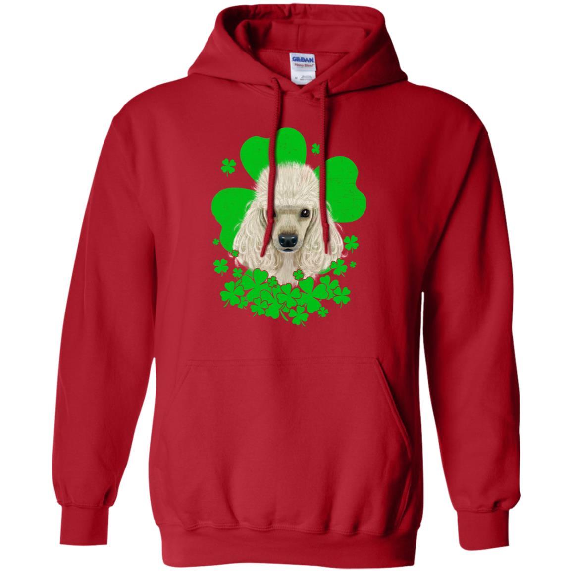 Poodle St. Patrick's Day Clovers-T-Shirt & Hoodie-Pullover Hoodie-Red