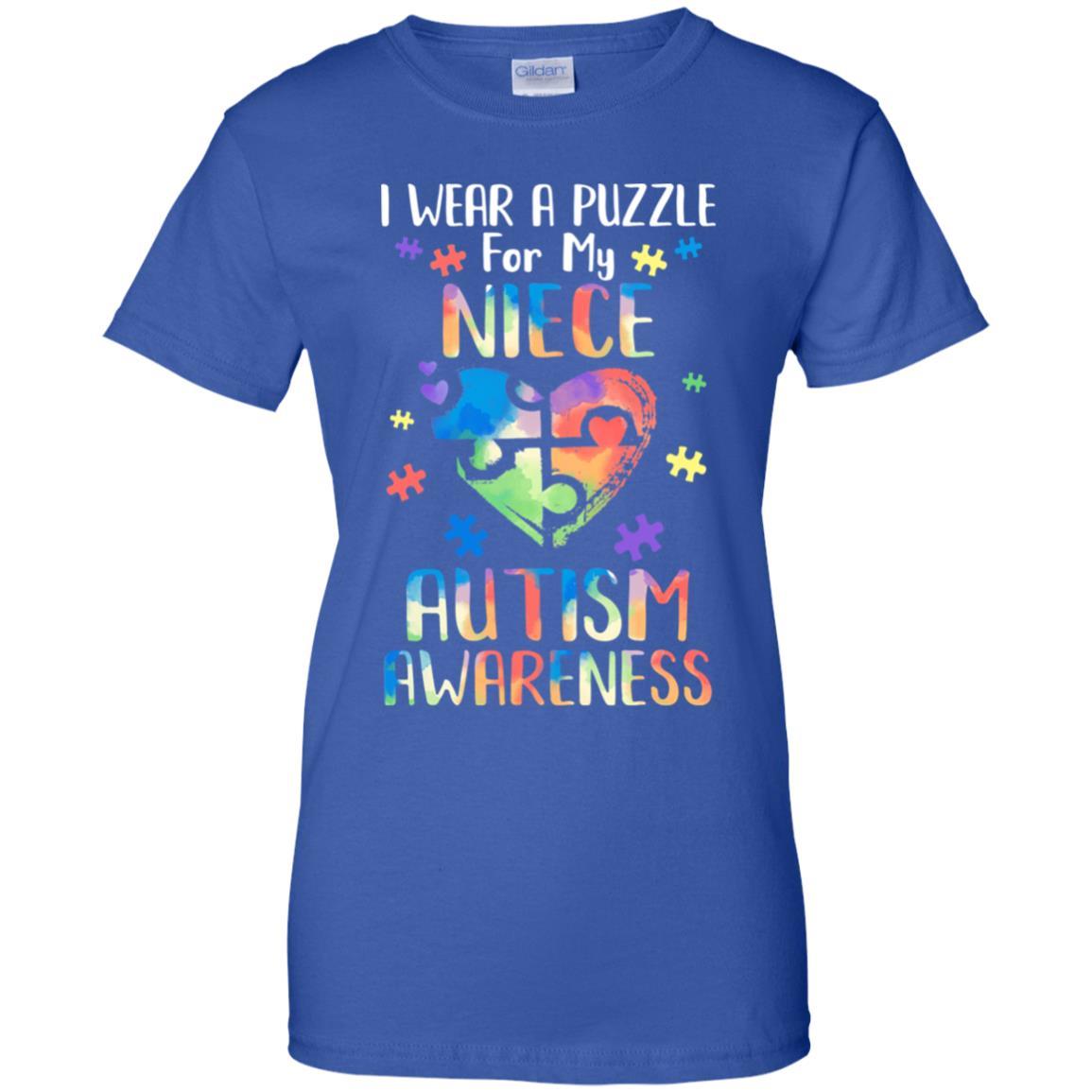 I Wear A Puzzle For My Niece Autism Awareness-T-Shirt & Hoodie-Women's T-Shirt-Royal