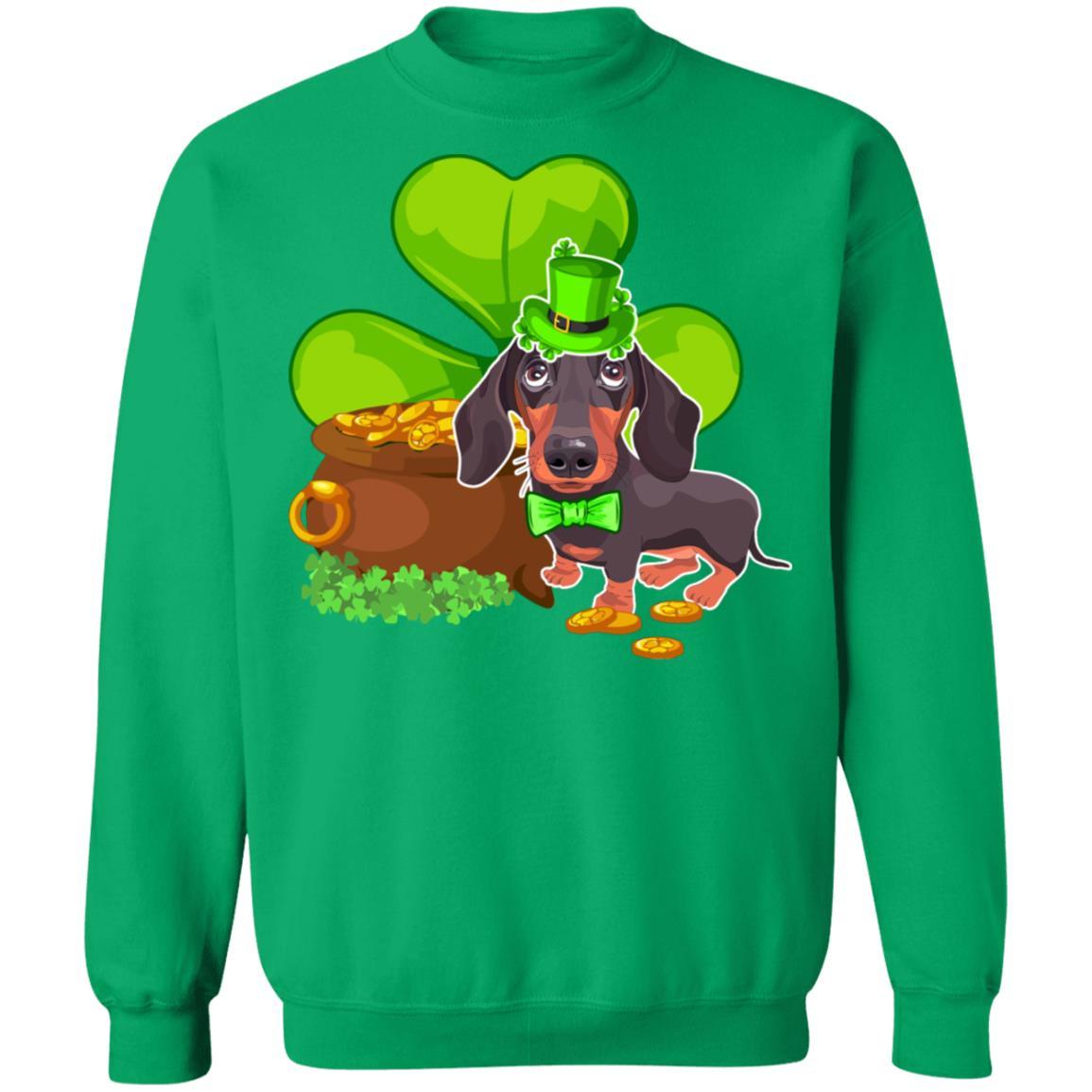 Dachshund St Patrick's Day Irish Dog Lover Funny Gifts-T-Shirt & Hoodie-Crewneck Sweatshirt-Irish Green