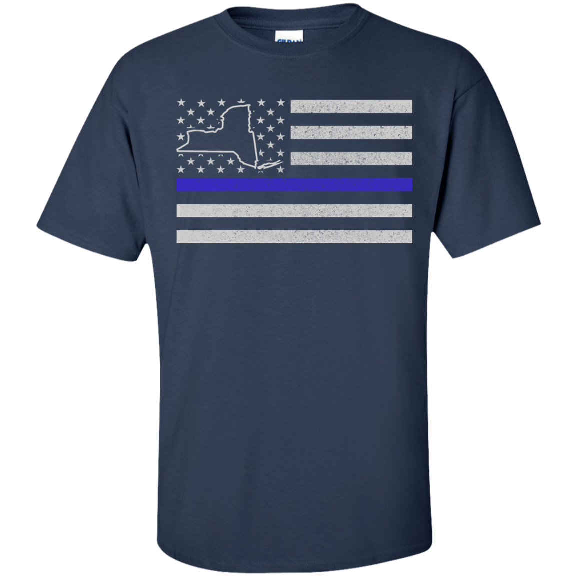 New York Thin Blue Line Police State-T-Shirt & Hoodie-Classic T-Shirt-Navy