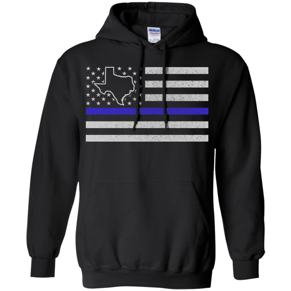 Texas Thin Blue Line Police State-T-Shirt & Hoodie-Pullover Hoodie-Black