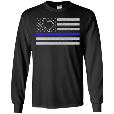 Texas Thin Blue Line Police State-T-Shirt & Hoodie-Long Sleeve T-Shirt-Black