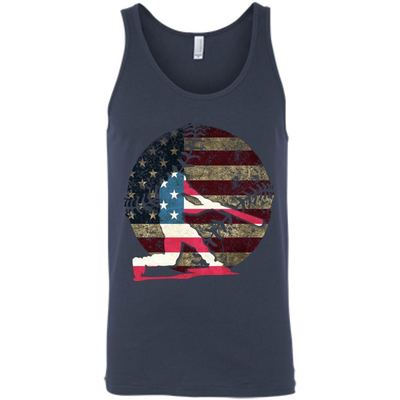 Hitter Baseball America Flag-T-Shirt & Hoodie-Unisex Tank-Navy