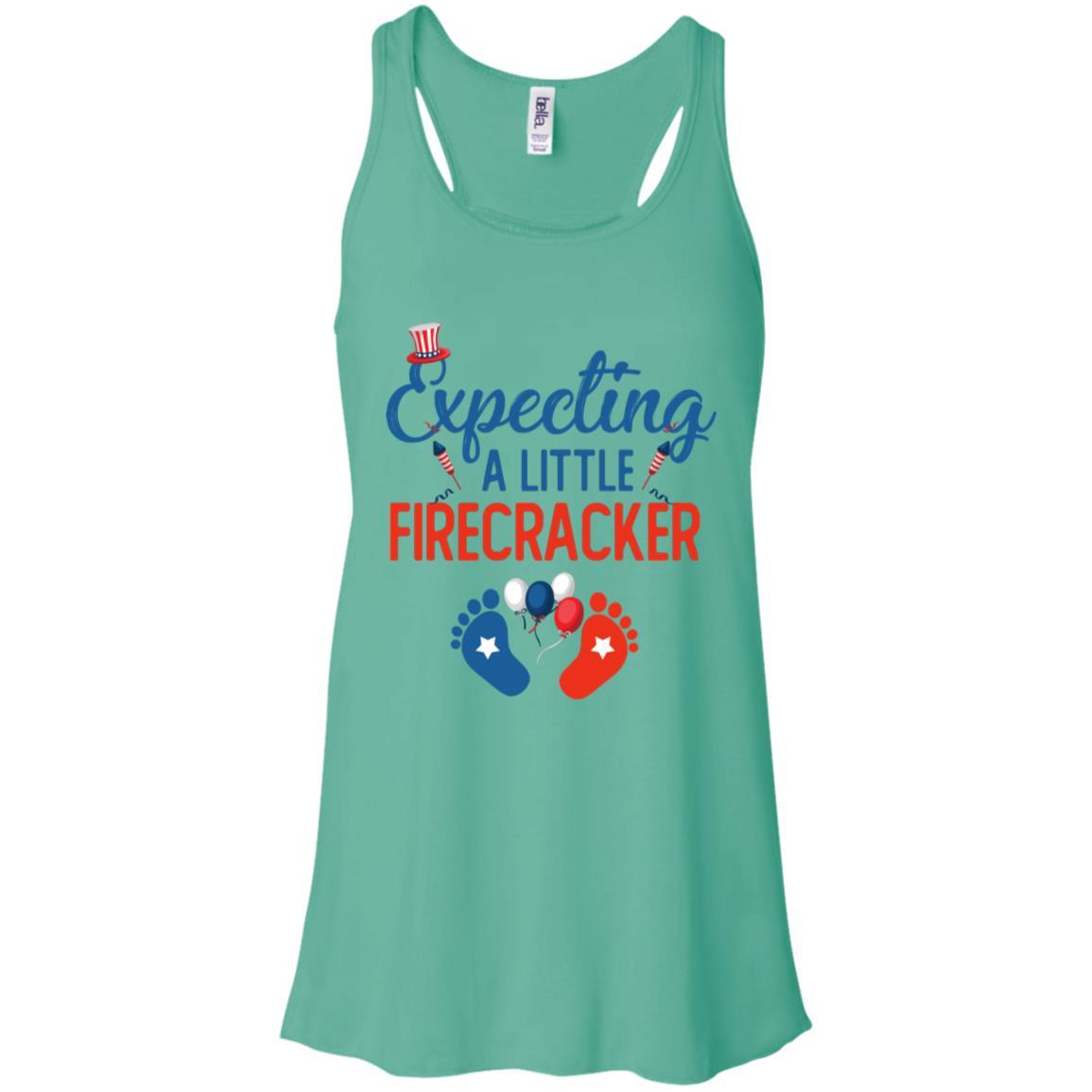 4Th Of July Pregnancy Announcement Baby Firecracker-T-Shirt & Tank Top-Women's Flowy Racerback Tank-Teal