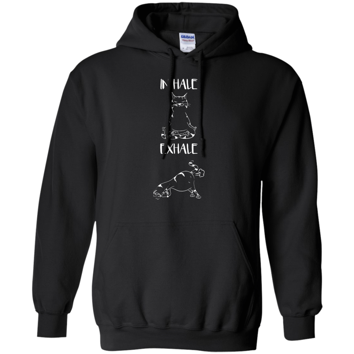 Yoga Cat Inhale Exhale-T-Shirt & Hoodie-Pullover Hoodie-Black