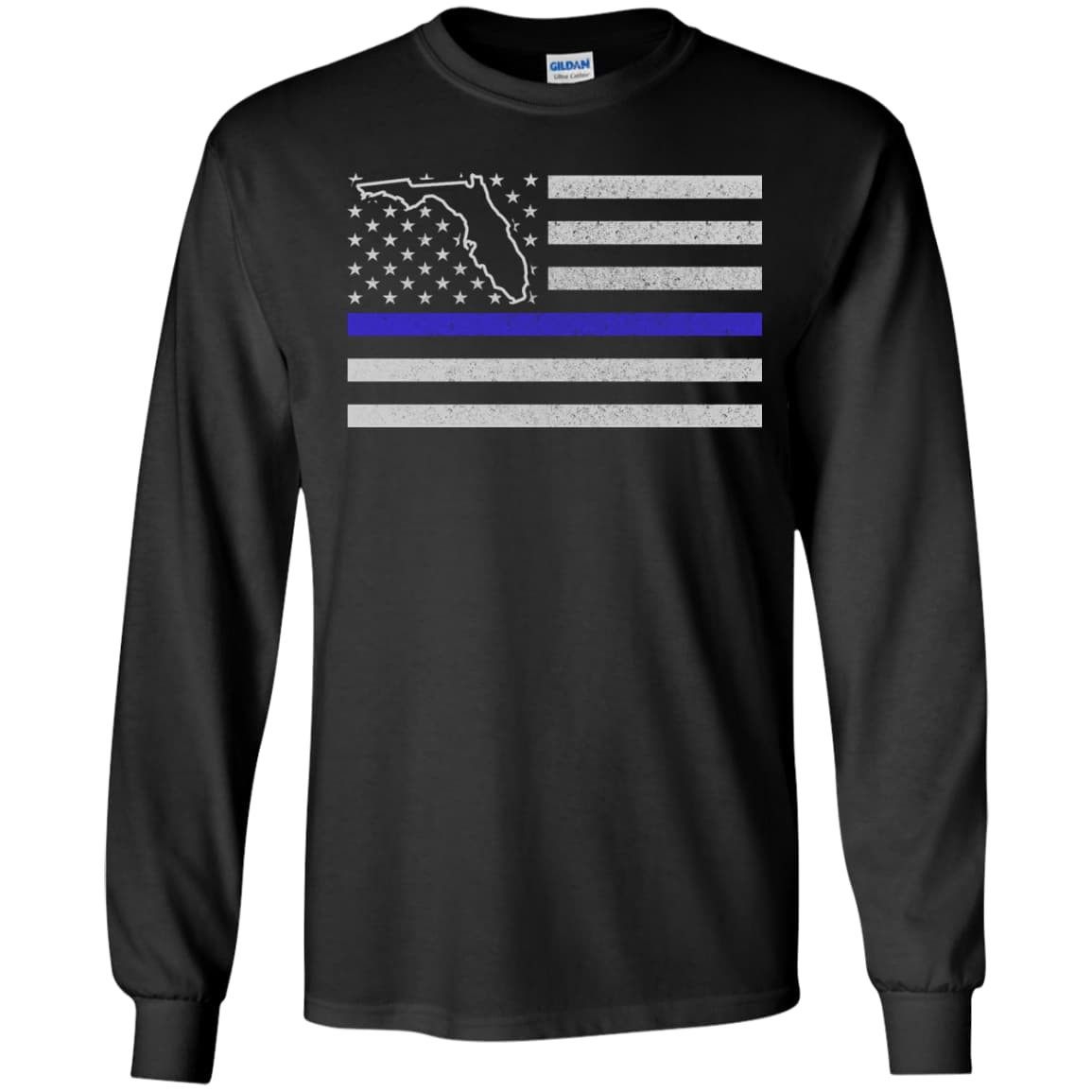 Florida Thin Blue Line Police State-T-Shirt & Hoodie-Long Sleeve T-Shirt-Black
