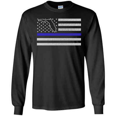 Florida Thin Blue Line Police State-T-Shirt & Hoodie-Long Sleeve T-Shirt-Black